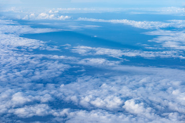 landscape above white clouds