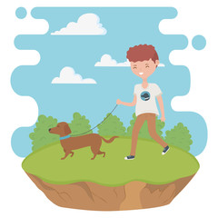 Boy with dog cartoon design