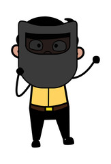 Holding a Welding Mask in Front of Face - Indian Cartoon Man Father Vector Illustration