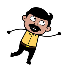 Jumping and Trying to Catch - Indian Cartoon Man Father Vector Illustration