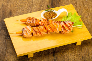 Grilled salmon skewer