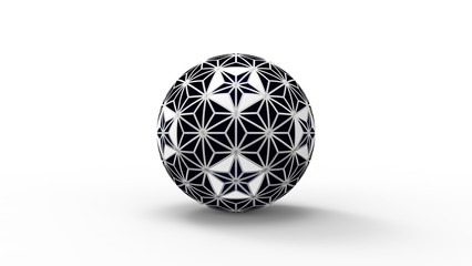 3d rendering of a decorative sphere isolated in white background