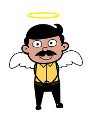 Man in Angel Costume - Indian Cartoon Man Father Vector Illustration