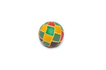 small colorful Bouncing ball jumping, isolated on white background - toy relax concept