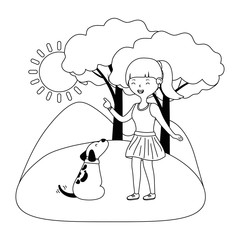 Girl with dog cartoon design