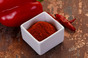 Paprika powder in the bowl