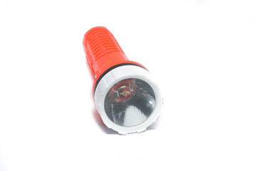 orange flashlight, isolated on white background