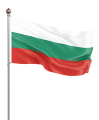 Fototapeta na wymiar Bulgaria flag blowing in the wind. Background texture. Isolated on white. Sofia, Bulgaria. 3d rendering, wave. - Illustration