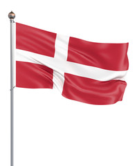 Fototapeta na wymiar Denmark flag blowing in the wind. Background texture. 3d rendering, wave