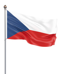 Czech Republic flag blowing in the wind. Background texture. 3d rendering, wave. – Illustration. Isolated on white.