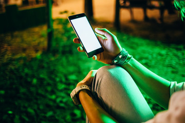 Close-up blank white screen smart phone