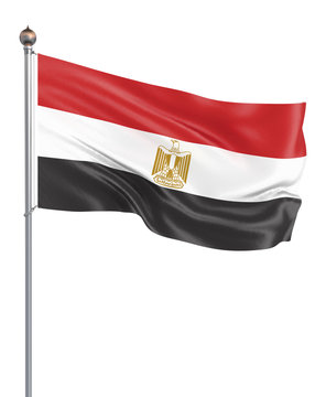 Egypt flag blowing in the wind. Background texture. 3d rendering, waving flag. – Illustration, isolated on white.