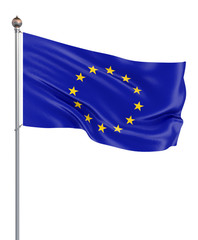 Waving European Union flag , EU flag in 3D Illustration.