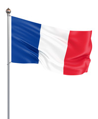 France flag blowing in the wind. Background texture. 3d rendering, wave. 3d illustration. - Illustration