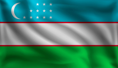 Waving Uzbekistan's flag,  the flag of Uzbekistan, vector illustration