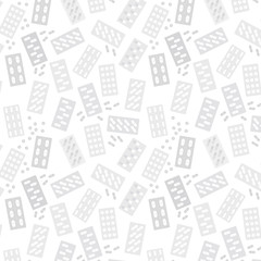 Pills and blister packs isolated on transparent, seamless background. Easy to edit colors in Illustrator.