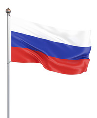 Waving colorful national flag of russia. Background texture. 3d rendering, wave. - Illustration