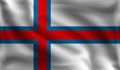 Waving Faroes flag, the flag Faroes, vector illustration