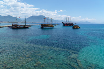 beach and alanya old town 