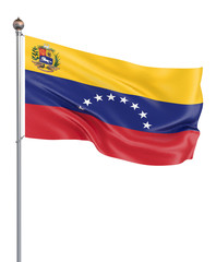 Venezuela flag blowing in the wind. Background texture. 3d rendering, wave. - Illustration. Isolated on white.
