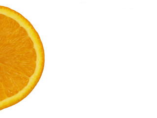  cut in half orange on a white background located on the right flat lay