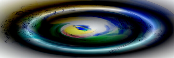 Digital Art, panoramic abstract three-dimensional objects with soft lighting, Germany