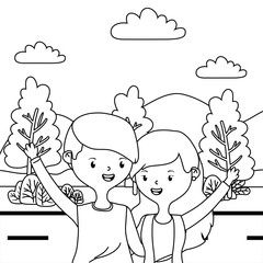 Teenager boy and girl cartoon design