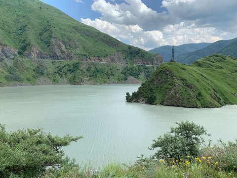 Russia. North Ossetia - Alania. Reservoir of Zaramag HPP in Kassar gorge