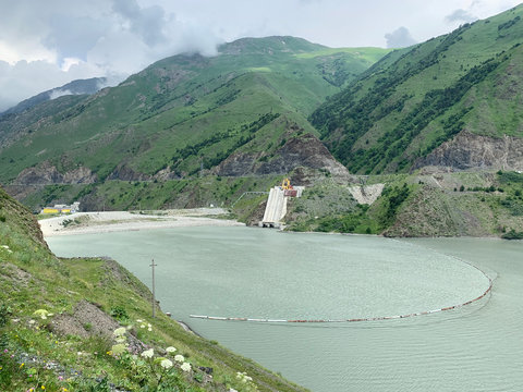 Russia. North Ossetia - Alania. Reservoir of Zaramag HPP in Kassar gorge