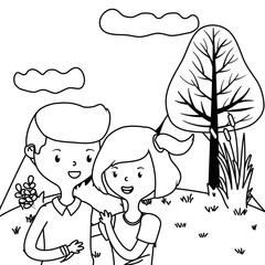 Teenager boy and girl cartoon design