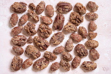 Candied pecan, almond and walnut with brown sugar and cinnamon
