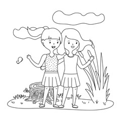Teenage girls friends design vector illustrator