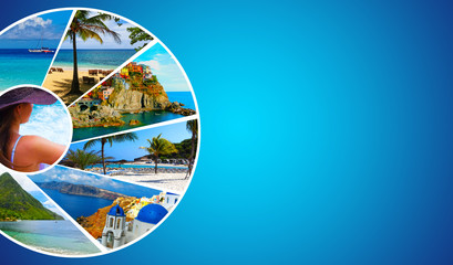 Collage from views of the Caribbean beaches