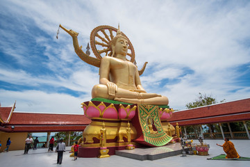 Thailand-May 5, 2019, Koh Samui (Samui Island), Phra Yai Buddhist Temple (Wat Phra Yai), the golden...