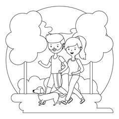 Couple of boy and girl with dog design