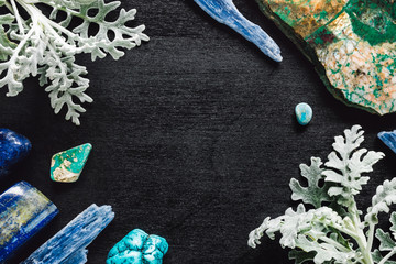 Stones of the Throat Chakra with Dusty Miller