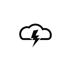 Cloud and dark lightning for graphic and web design. Vector sketch icon for infographic