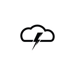 Cloud and dark lightning for graphic and web design. Vector sketch icon for infographic