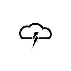 Cloud and dark lightning for graphic and web design. Vector sketch icon for infographic