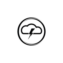 Cloud and dark lightning for graphic and web design. Vector sketch icon for infographic