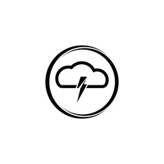 Cloud and dark lightning for graphic and web design. Vector sketch icon for infographic