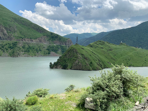 Russia. North Ossetia - Alania. Reservoir of Zaramag HPP in Kassar gorge