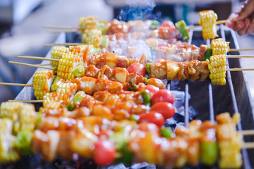 BBQ skewers on the grill, prepare for the party