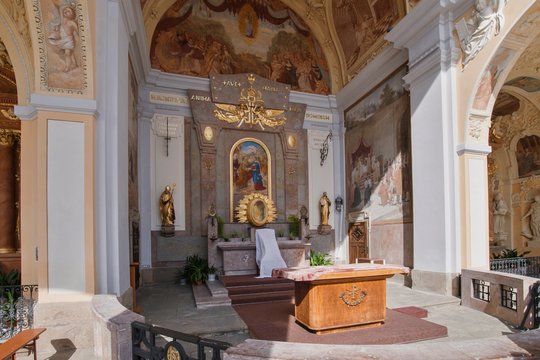 The famous Baroque Holy Mountain is a place of pilgrimage above the town of Pribram.
