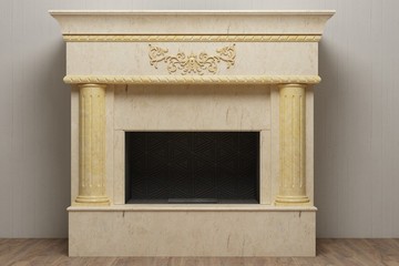 Stylish home fireplace of beautiful natural stone © fotohelen