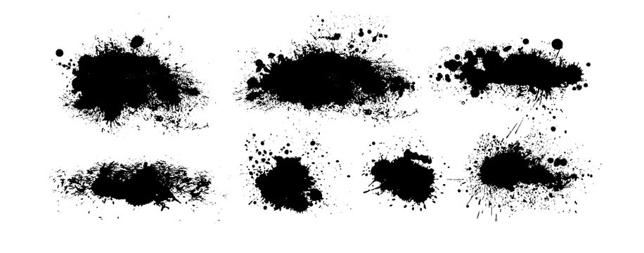 A set of black spots of paint. Vector illustration