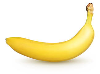 Isolated banana. One whole banana isolated on white background with clipping path