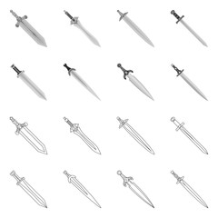 Vector design of game and armor symbol. Set of game and blade vector icon for stock.