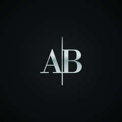AB initial letter elegant Logo template vector creative business black and silver color based