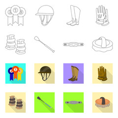 Vector illustration of equipment and riding icon. Collection of equipment and competition stock vector illustration.